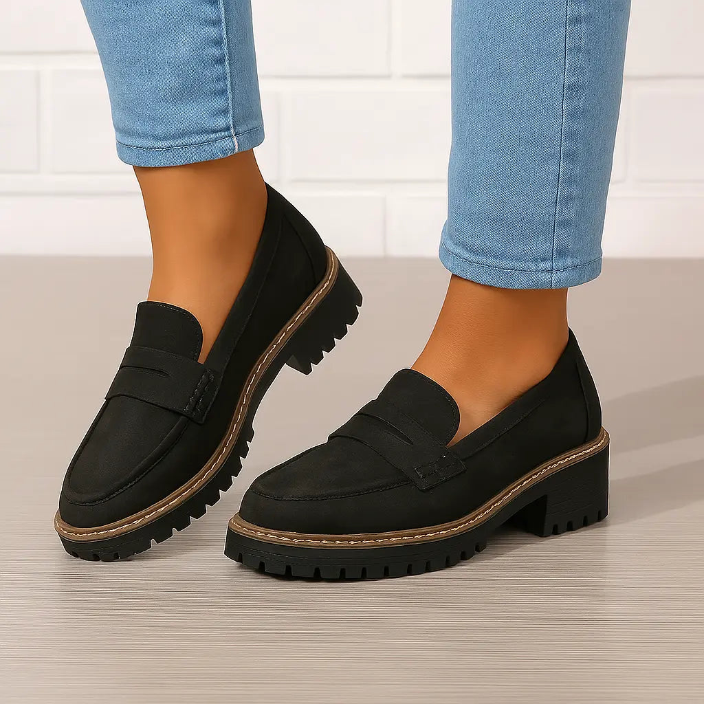 Black Loafers Women | Nadia Stylish Slip-On Footwear