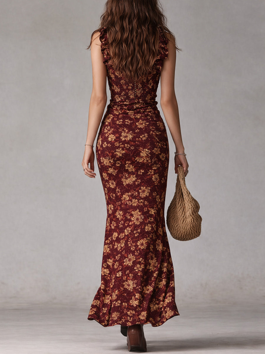 Bohemian Maxi Dress | Women's Summer Dress with Ruffled Sleeves