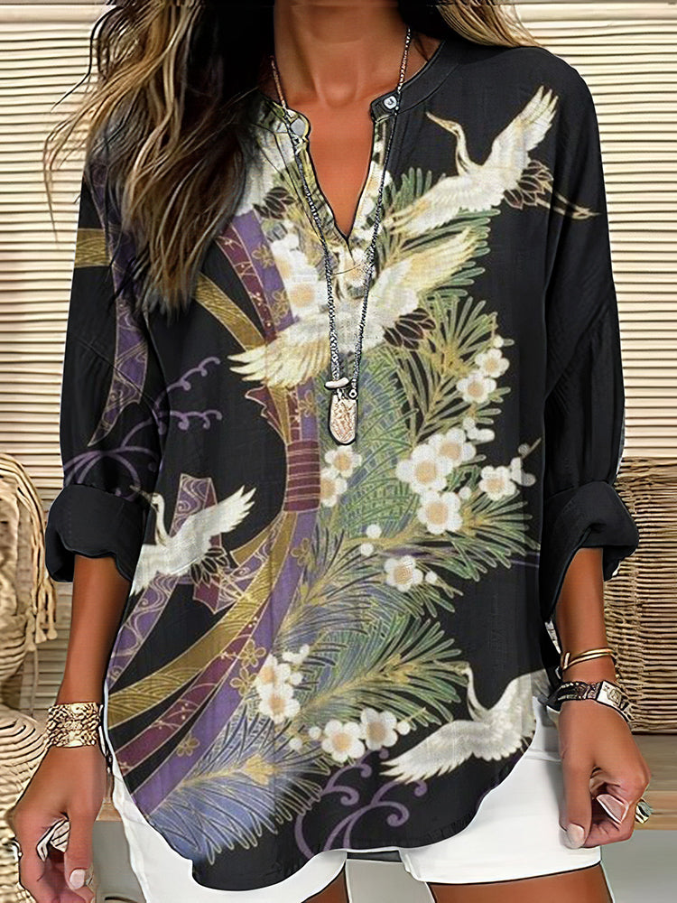 Leni Chic Flight Print Blouse | Women's Blouse Summer Top