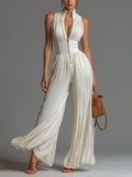 Chiffon Pleated Wide-Leg Set | Women's Outfit