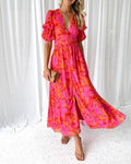 Clara V-Neck Puff Sleeve Maxi Dress | Women's Maxi Dress