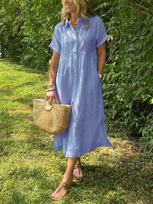 Corinne Striped Button-Up Dress | Women's Dress