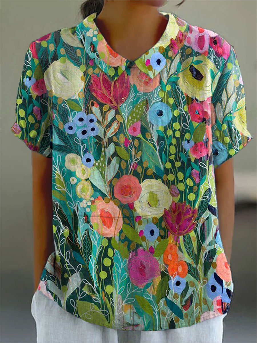 Daisy Watercolor Floral Shirt | Women's Blouse