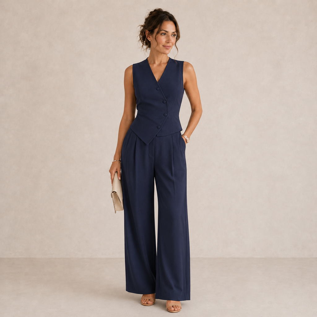 Elegant Navy Blue 2 Piece Outfit Women | Summer Fashion Set