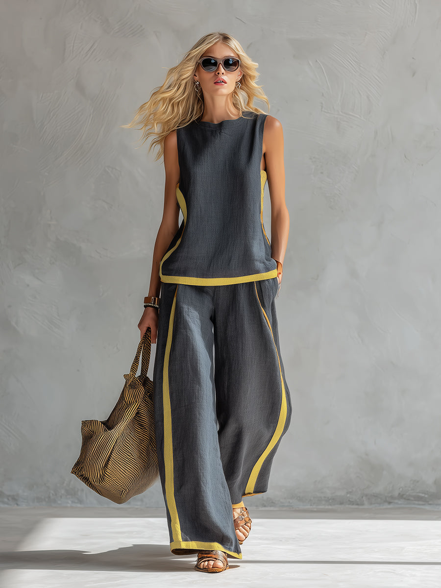 Elegant Women's Loungewear Two Piece Set | Casual Vest and Pant
