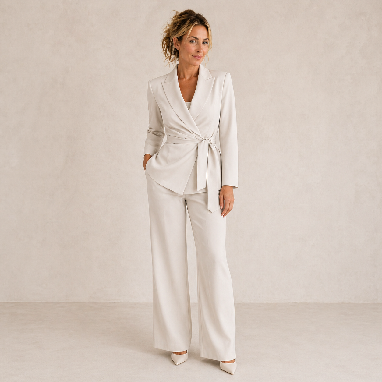 Elegant Women's Set | Two Piece Jacket and Wide Trousers