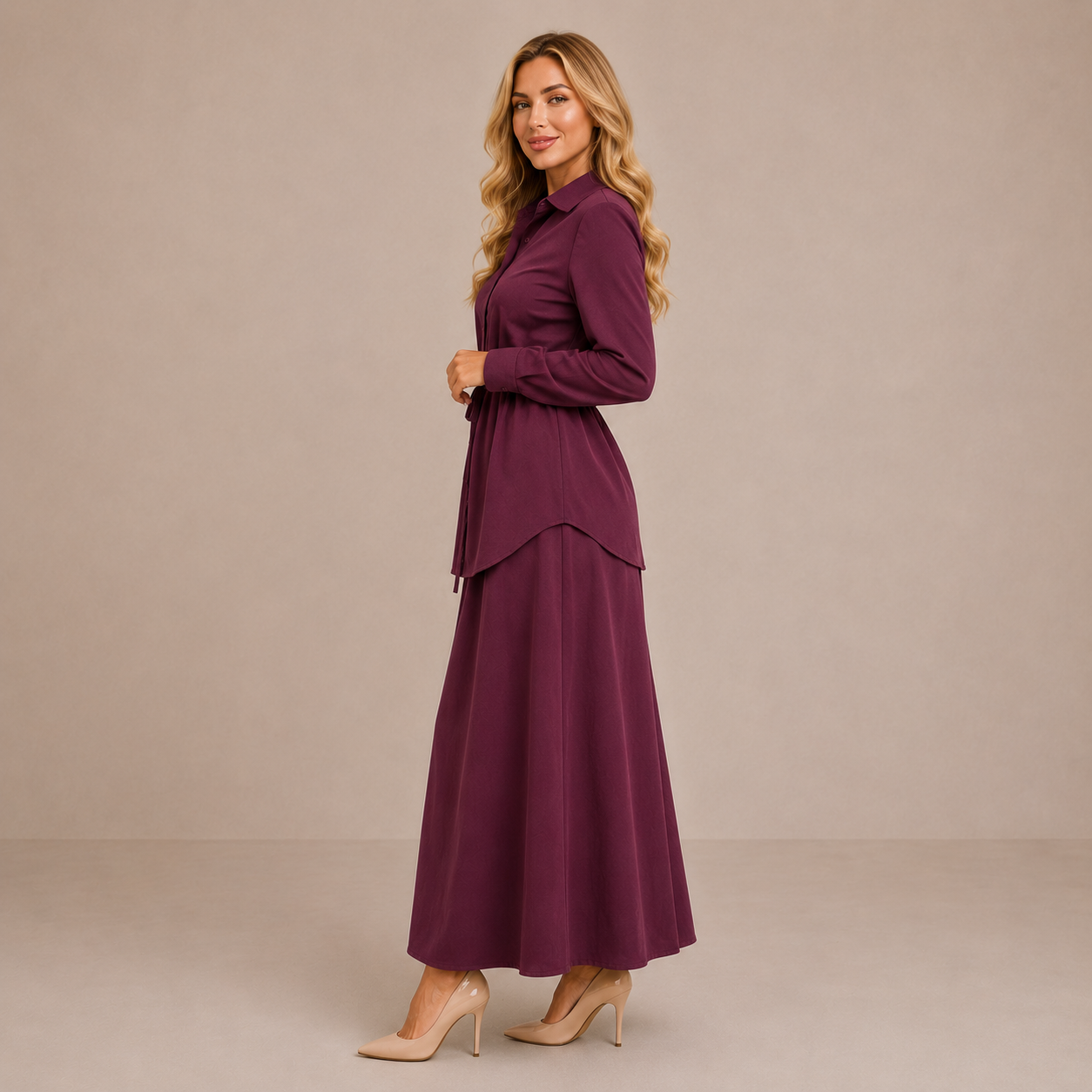 Elegant Women's Set | Two Piece Shirt and Long Skirt