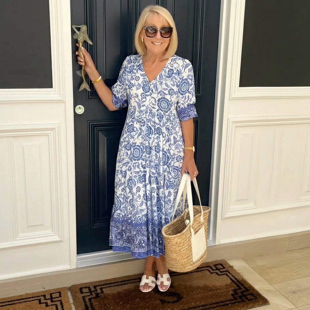 Floral A-Line Dress | Women's V-Neck Dress