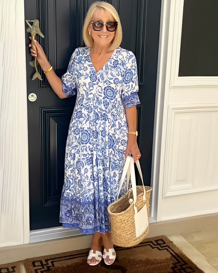 Floral A-Line Dress | Women's V-Neck Dress