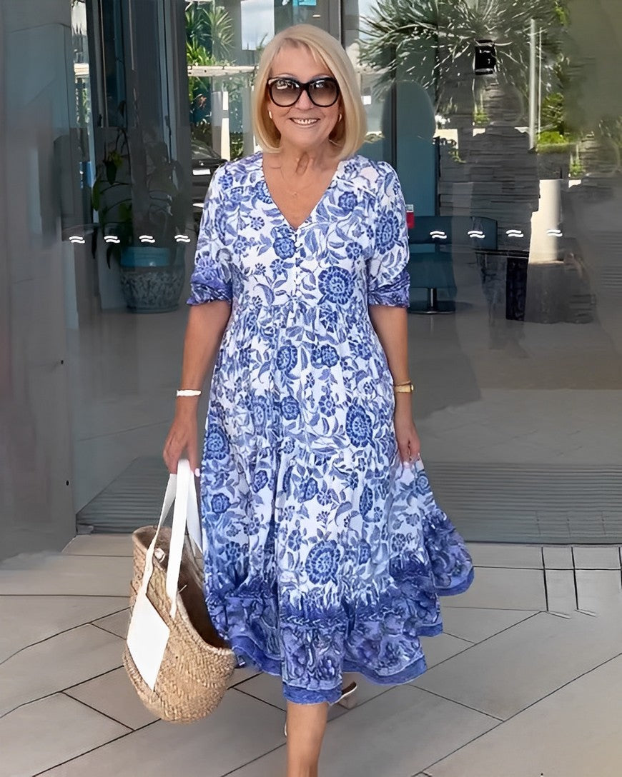 Floral A-Line Dress | Women's V-Neck Dress