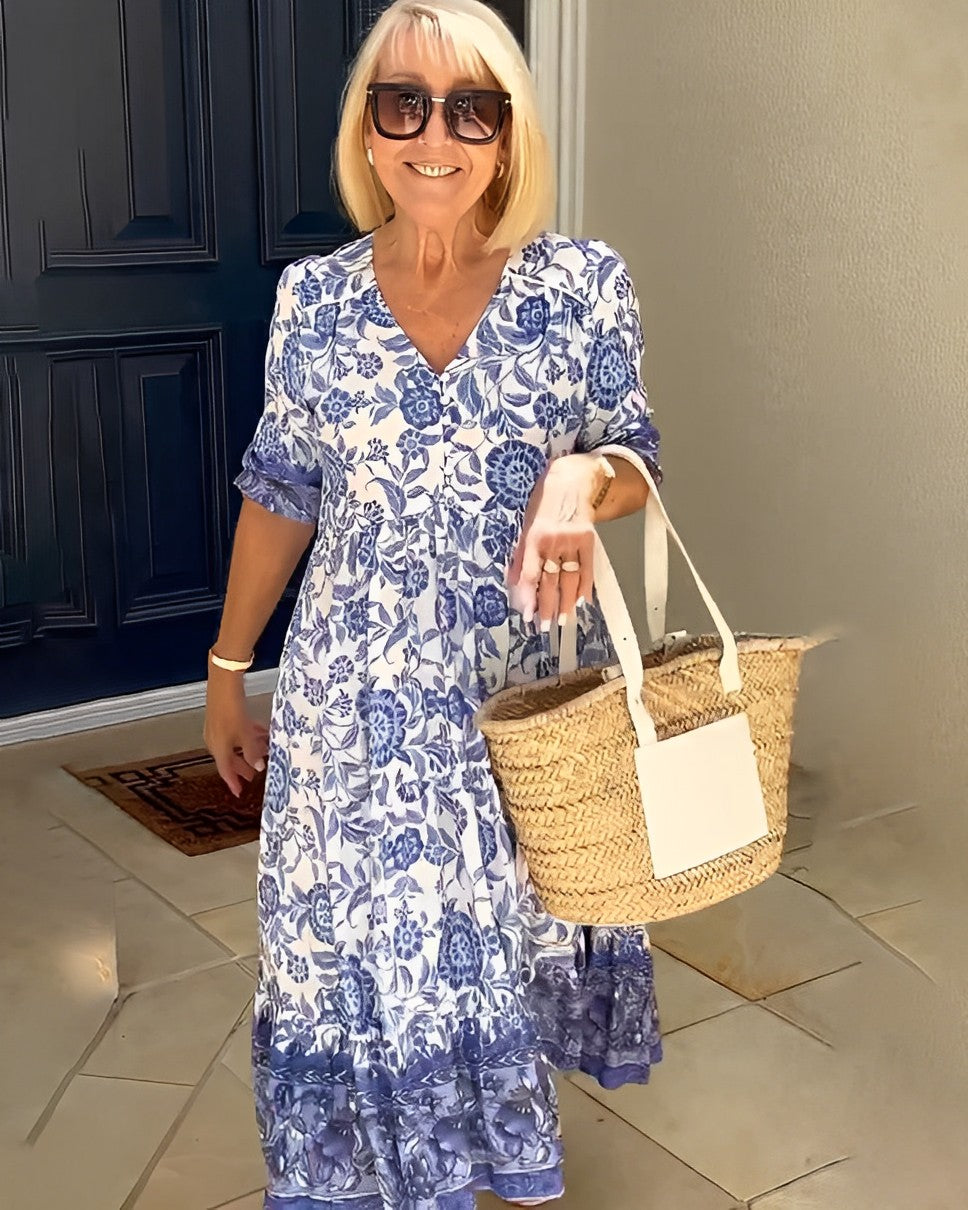 Floral A-Line Dress | Women's V-Neck Dress