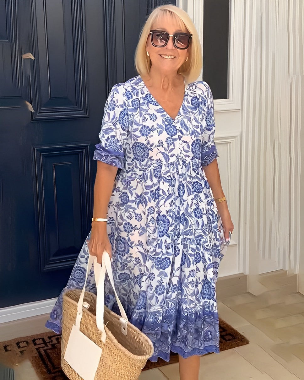 Floral A-Line Dress | Women's V-Neck Dress