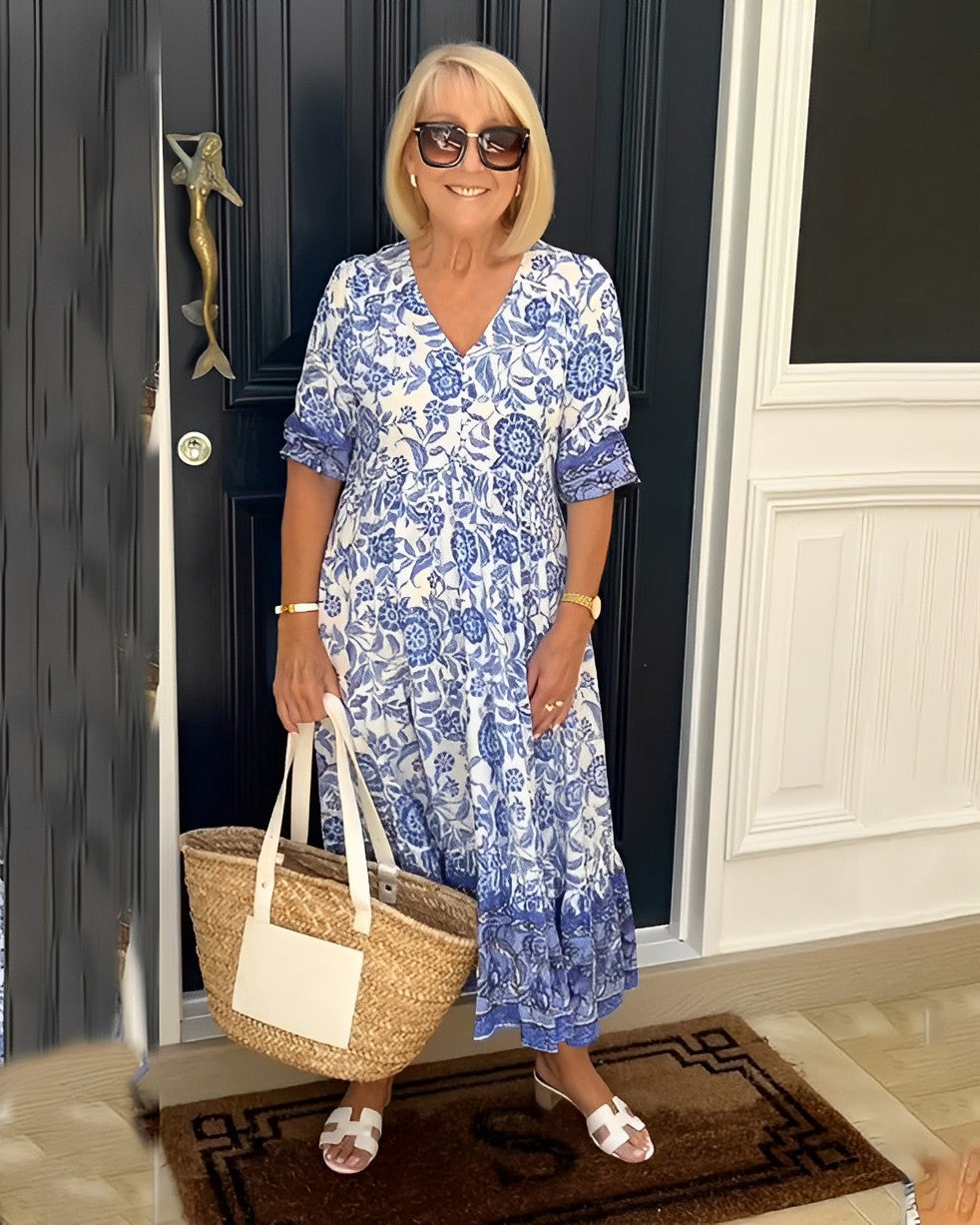 Floral A-Line Dress | Women's V-Neck Dress