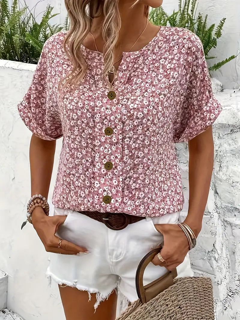 Mira Floral Print Plus Size Blouse | Women's Summer Tops