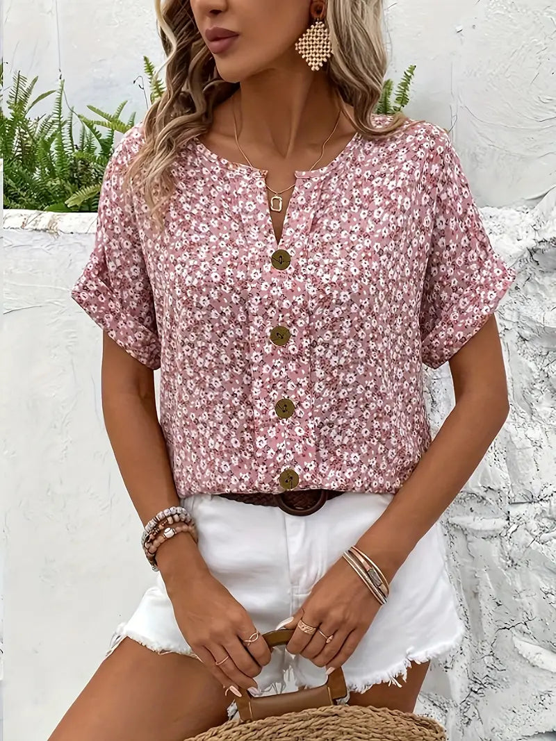 Mira Floral Print Plus Size Blouse | Women's Summer Tops