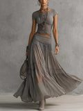 Gray Lace Set | Women's Elegant Outfit