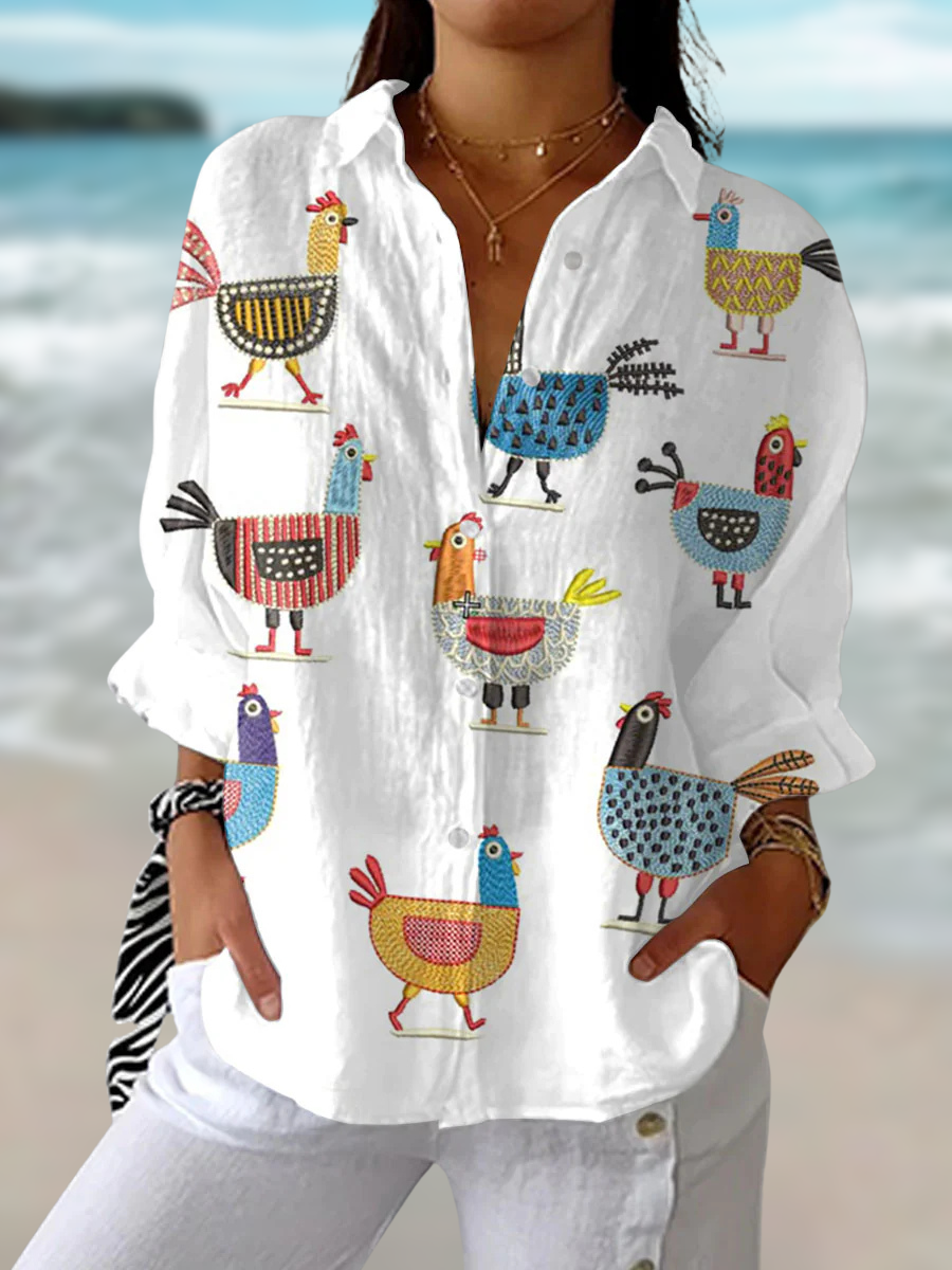 Ingrid Playful Hen Blouse | Women's Summer Top