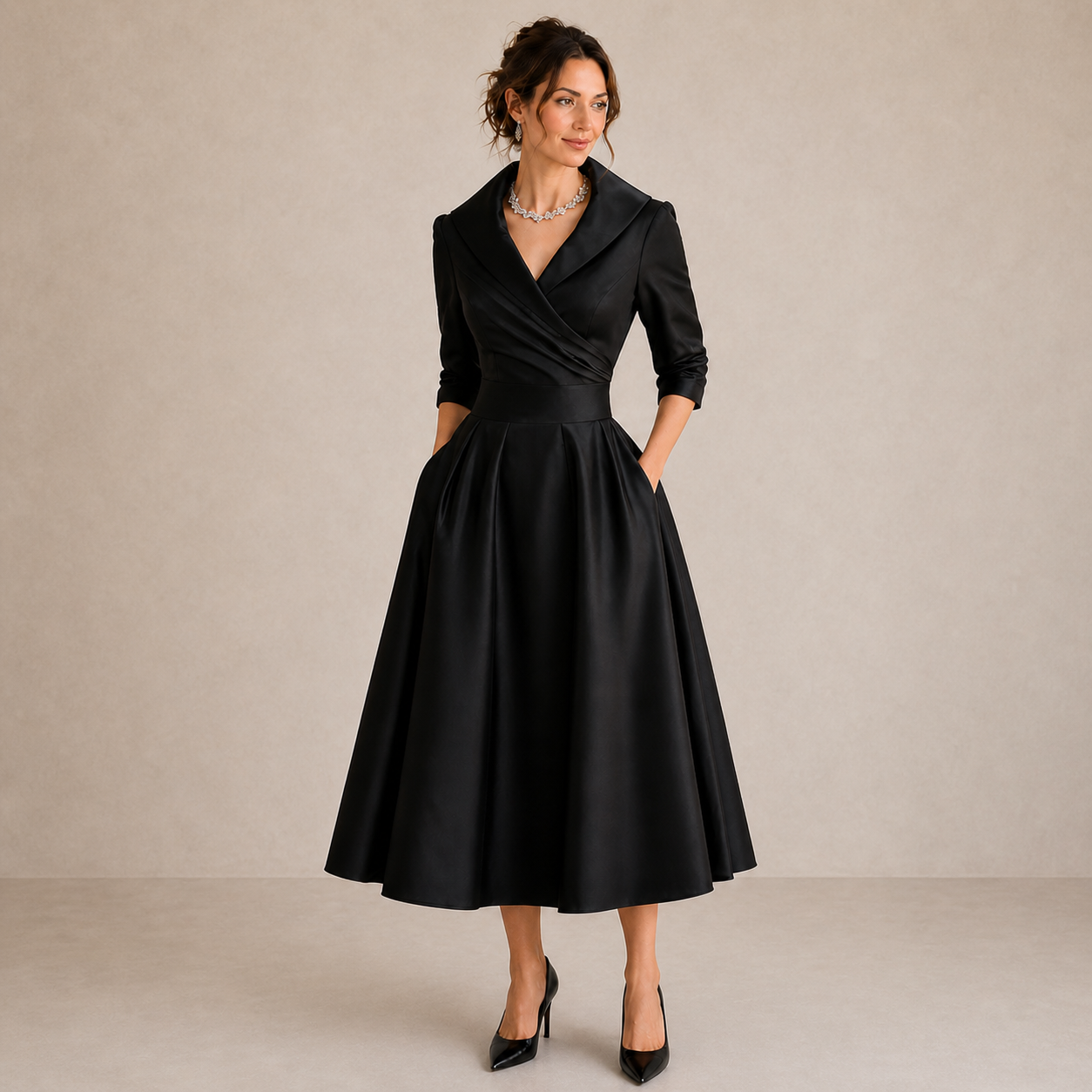 Isabela Midi Dress | Women's Fitted Black Dress