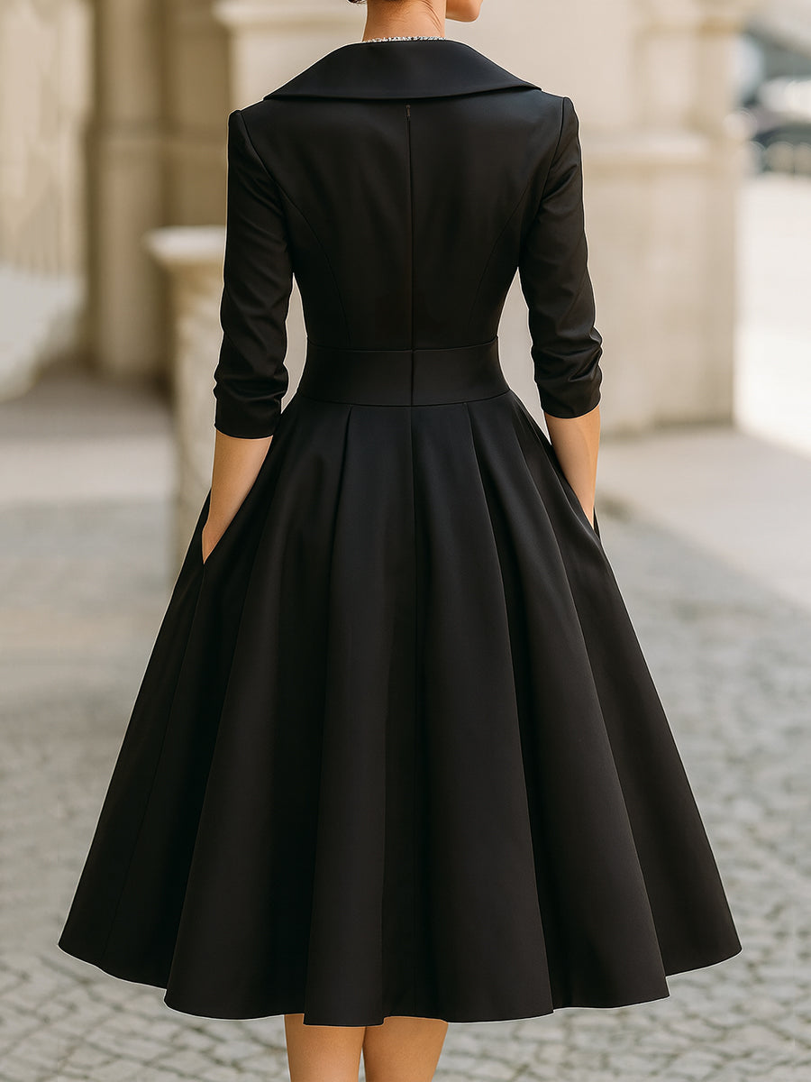 Isabela Midi Dress | Women's Fitted Black Dress