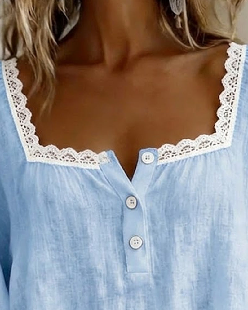 Lace Blouse with Puff Sleeves | Women's Going Out Top