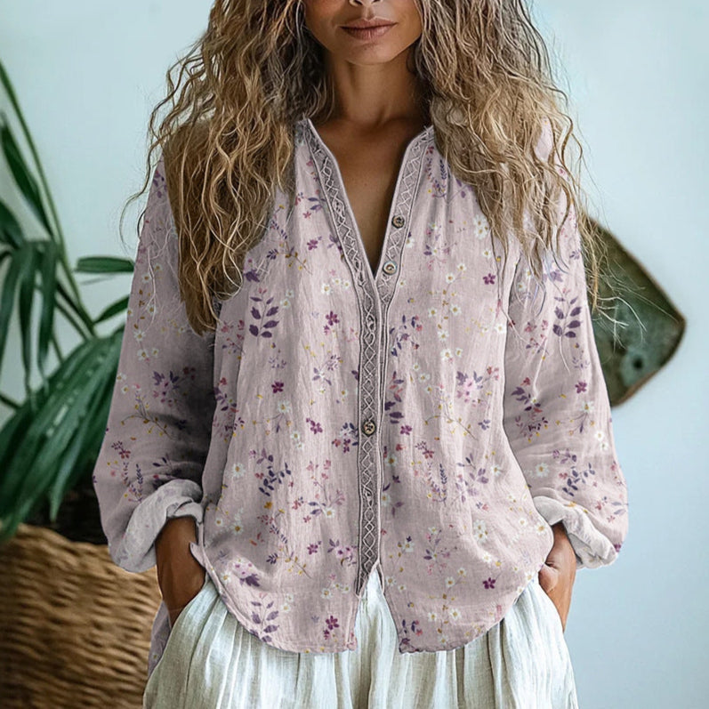 Martha Relaxed Blouse | Women's Nature Print Summer Top