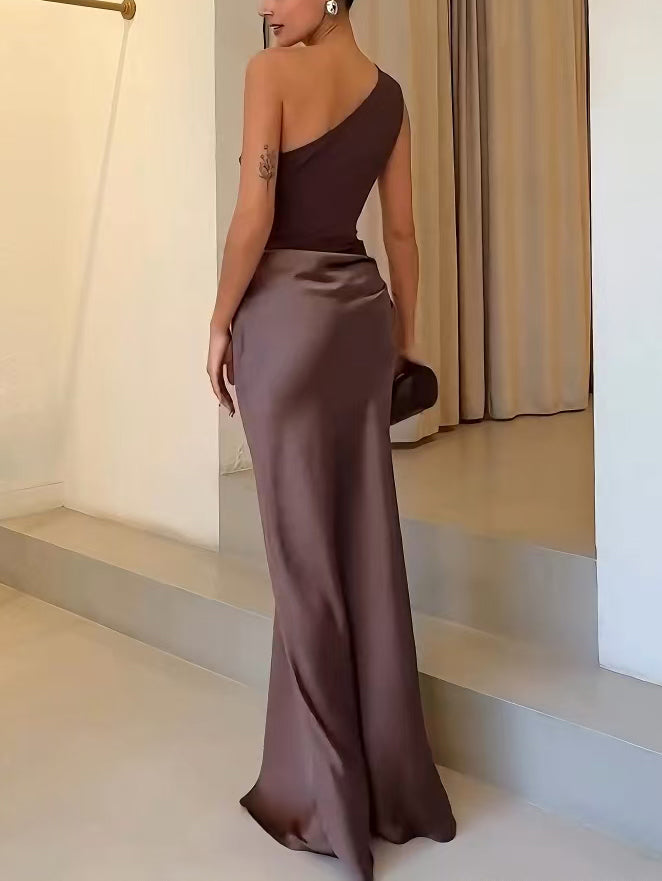 Anita One Shoulder Pleated Maxi Dress | Women's Dress