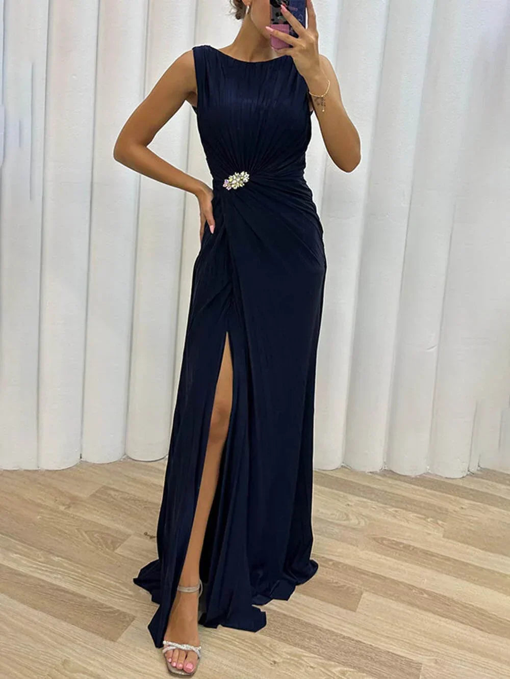 Lyza Pleated Maxi Evening Dress | Women's Formal Dress