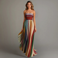Strapless Pleated Floral Maxi Dress | Long Dresses for Women