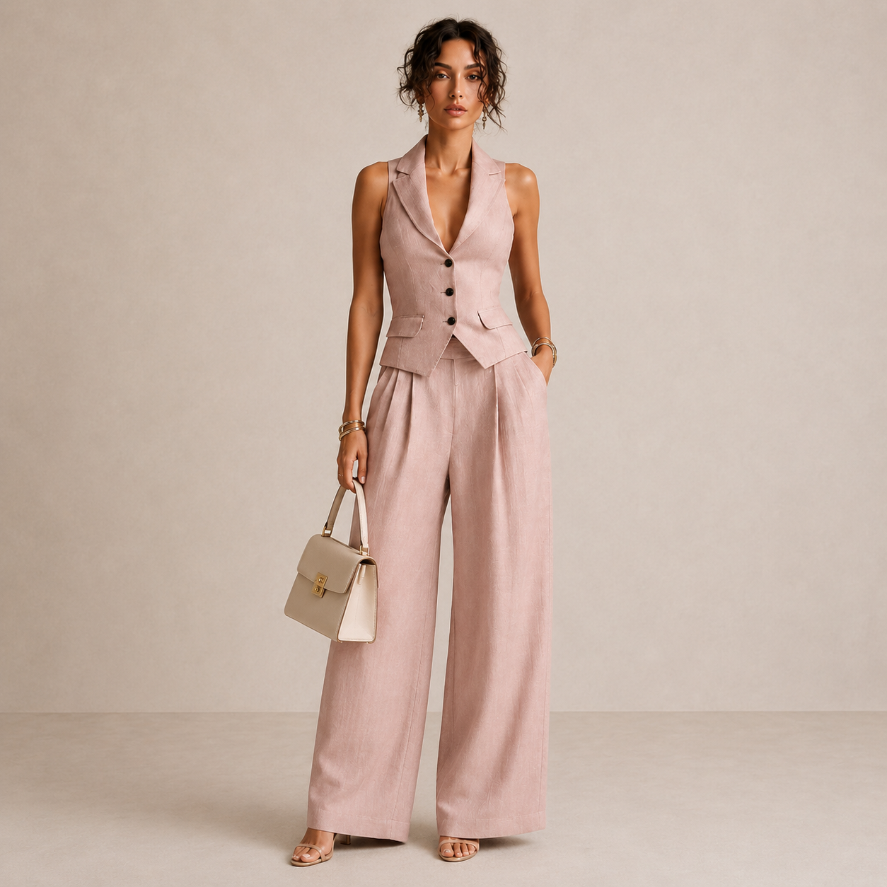 V-Neck Two-Piece Set | Women's Outfit Elegant and Comfortable