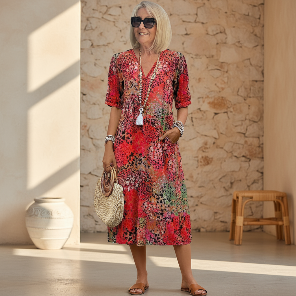 Nayeli Vibrant Midi Dress | Women's Elegant Dress