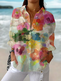 Mirelle Watercolor-Inspired Print Blouse | Women's Silk Top