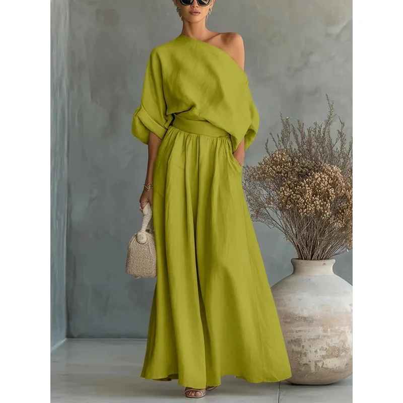 Women's Off-White Linen Set | Casual Tapered Pants Outfit