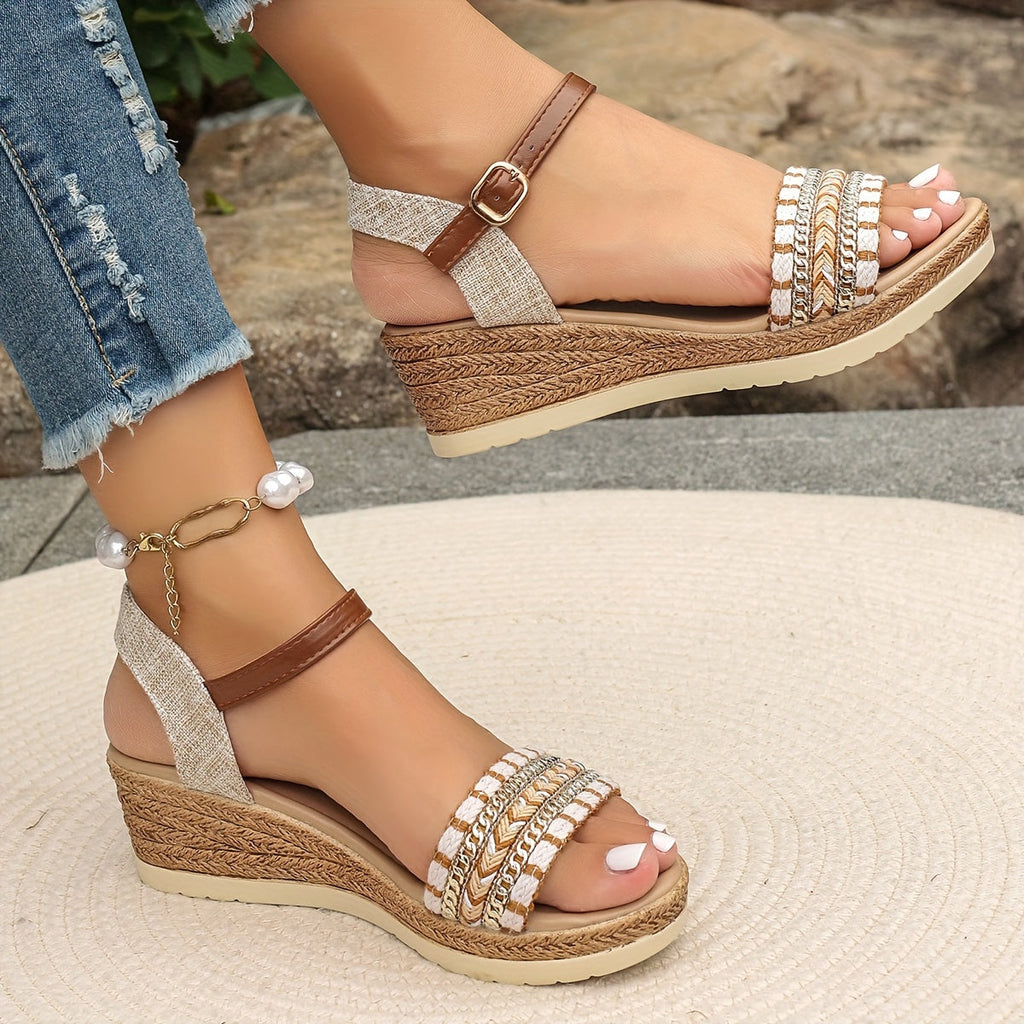Ysella Woven Wedge Sandal | Women's Bohemian Style Footwear